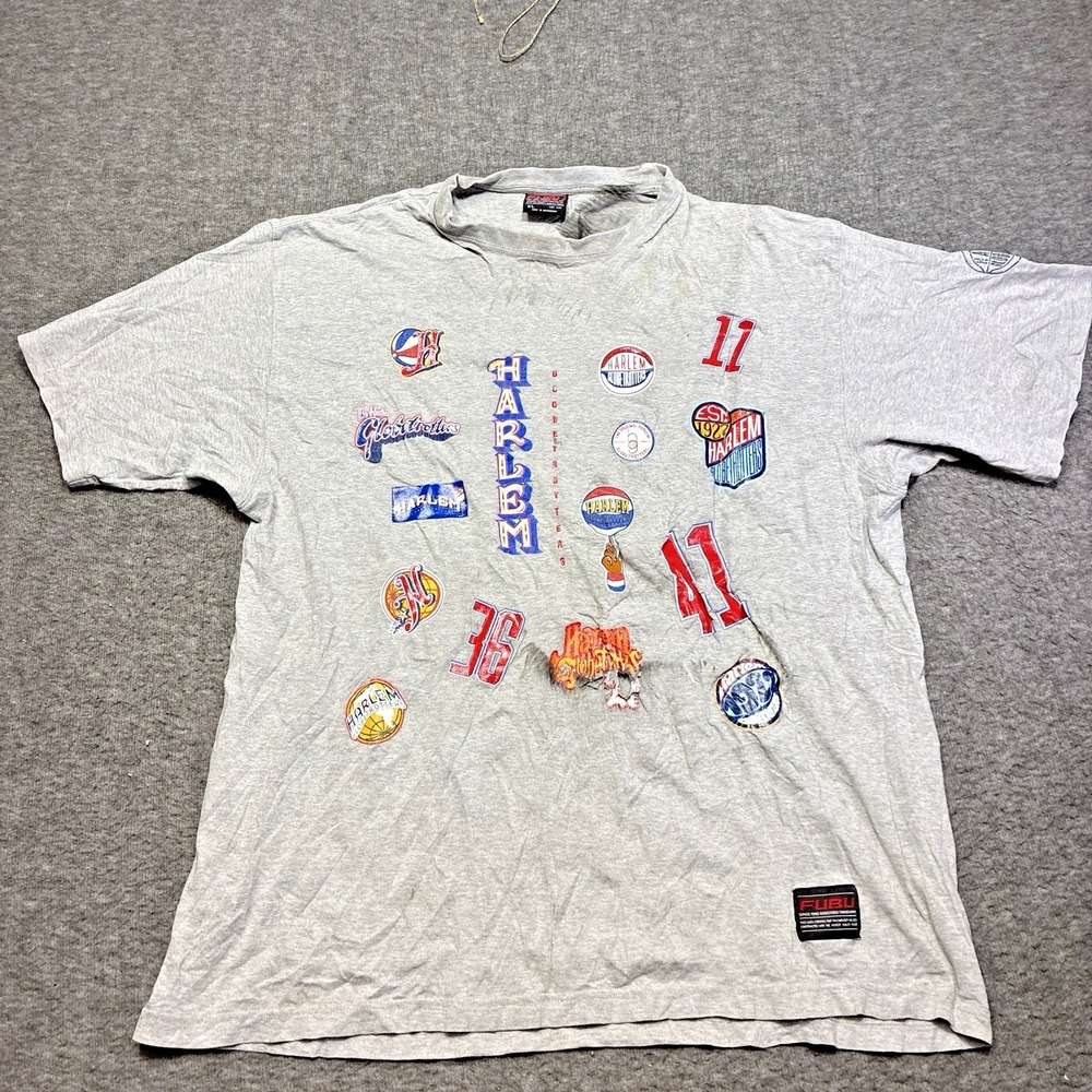 Vintage Y2k  Fubu Harlem Globetrotters Graphic Shirt Men XL Thrashed Grunge‎